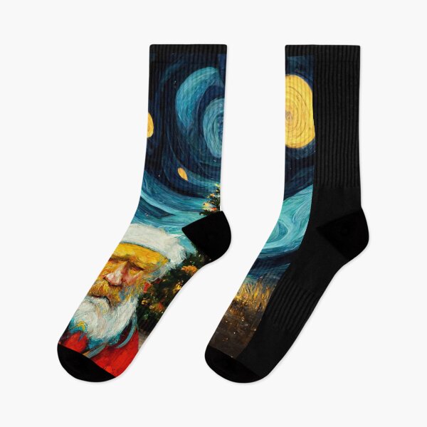 Item preview, Van Gogh Christmas Santa Painting Starry Night Remake designed and sold by CandyDroidMerch.