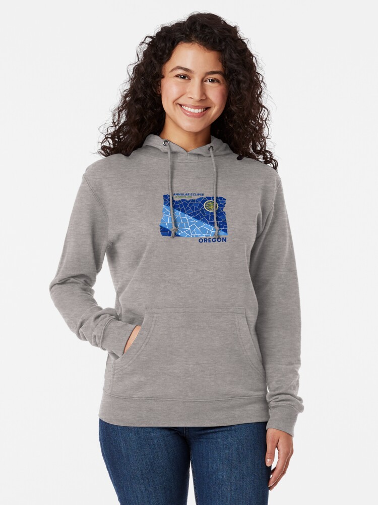Thumbnail 2 of 5, Lightweight Hoodie, Oregon Annular Eclipse 2023 designed and sold by Eclipse2024.