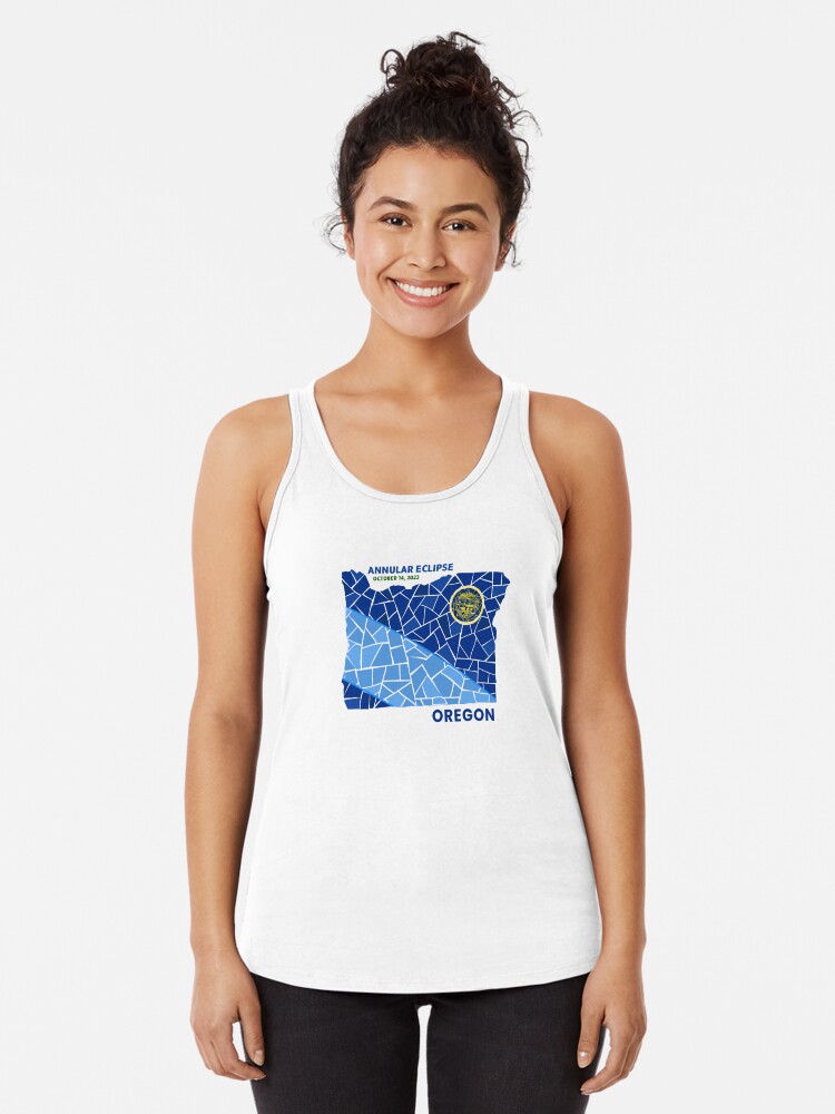 Thumbnail 1 of 3, Racerback Tank Top, Oregon Annular Eclipse 2023 designed and sold by Eclipse2024.