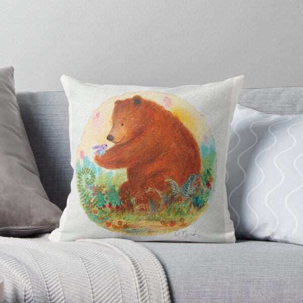bear and bunny Throw Pillow