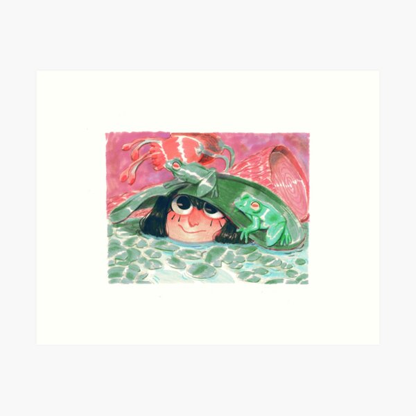 Frogs and Lilies Art Print