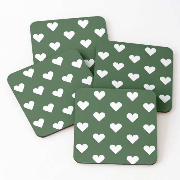 Item preview, Medium WHITE & PINE GREEN LOVE HEARTS designed and sold by RachelMacht.