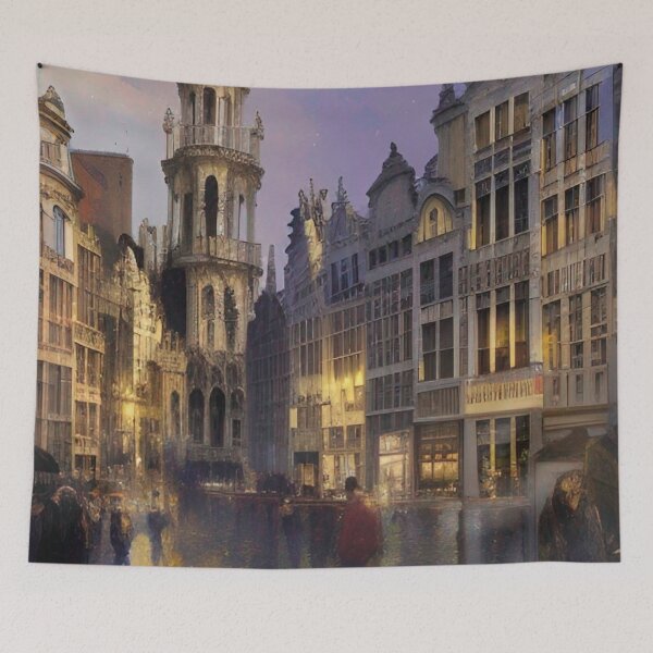 Item preview, Brussels Skyline Painting designed and sold by Places On Earth.