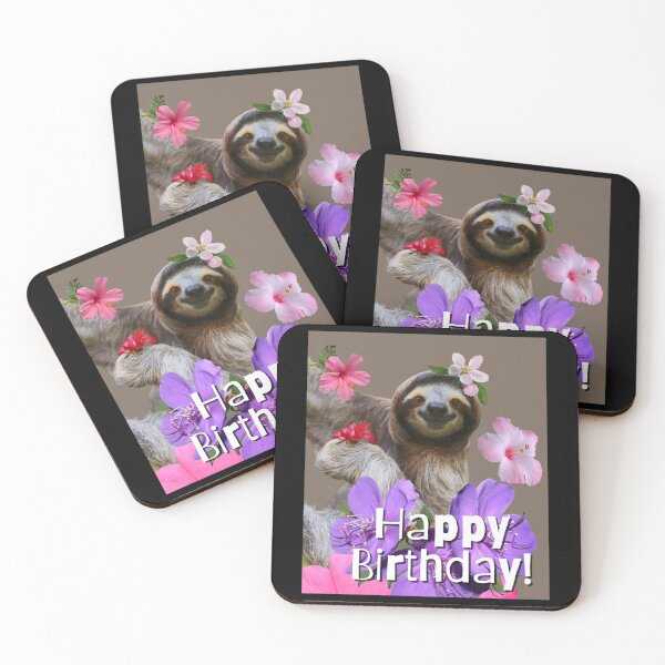 Item preview, Happy Birthday Cute Sloth Colorful Illustration Design designed and sold by EarthArtDesigns.
