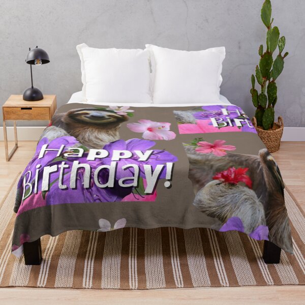 Item preview, Happy Birthday Cute Sloth Colorful Illustration Design designed and sold by EarthArtDesigns.