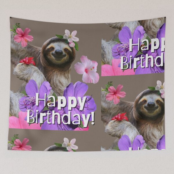 Item preview, Happy Birthday Cute Sloth Colorful Illustration Design designed and sold by EarthArtDesigns.
