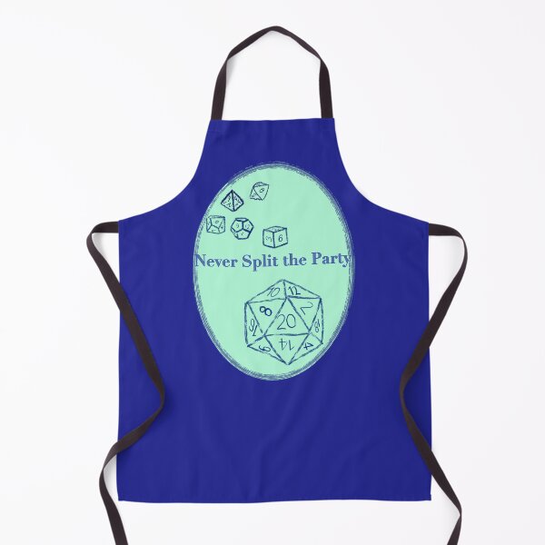 Item preview, Never Split the Party Blue Text on Green Badge - TTRPG designed and sold by jolabrese.