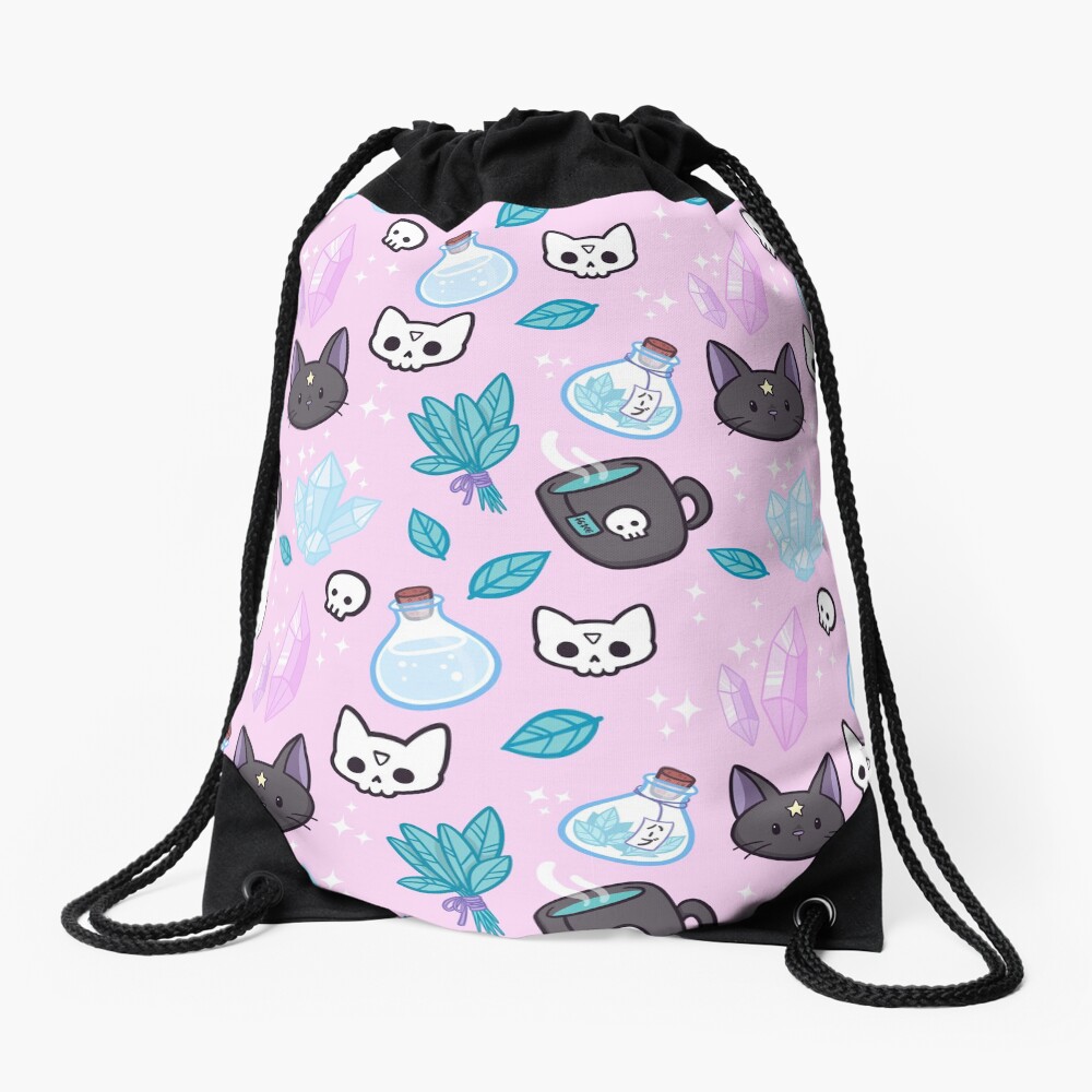 Herb Witch // Pink Drawstring Bag
