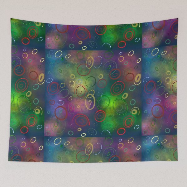 Item preview, Bright Multicoloured Bauble Circles with Nebula Background Pattern - Christmas designed and sold by jolabrese.
