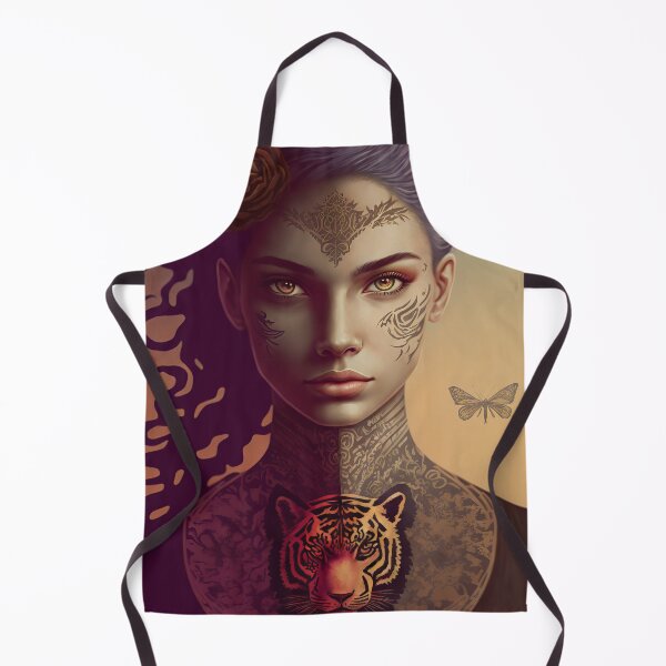Item preview, Girl with tattoos and a tiger emblem designed and sold by MorningPanda.
