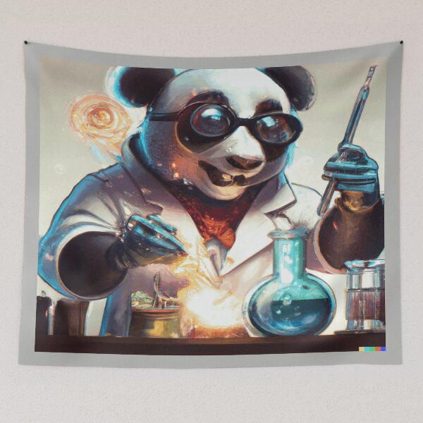 Item preview, Funny Panda Mad Scientist Mixing Sparkling Chemicals  designed and sold by funnyhalloween.