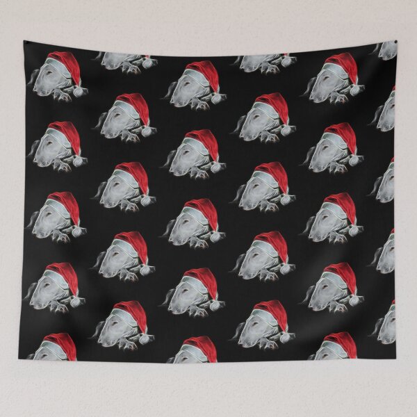 Item preview, Christmas Bull Terrier Dog in Santa Claus Hat designed and sold by SKornackiArt.
