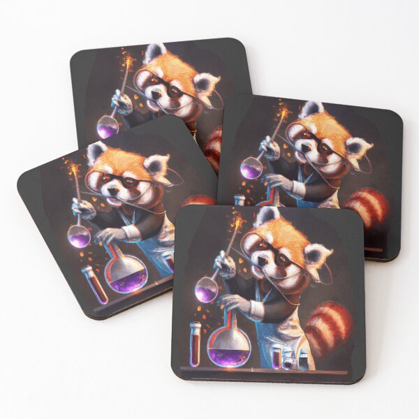 Item preview, Red Panda Mad Scientist Mixing Sparkling Chemicals designed and sold by funnyhalloween.