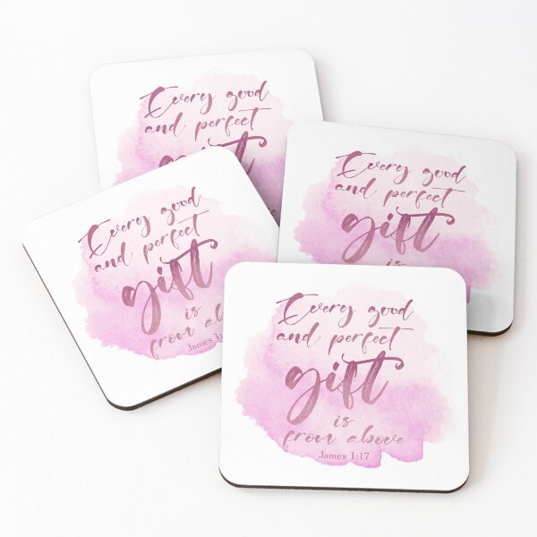 Item preview, James 1:17 Watercolor Christian Quote Pink designed and sold by amazingjoy.