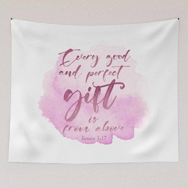 Item preview, James 1:17 Watercolor Christian Quote Pink designed and sold by amazingjoy.