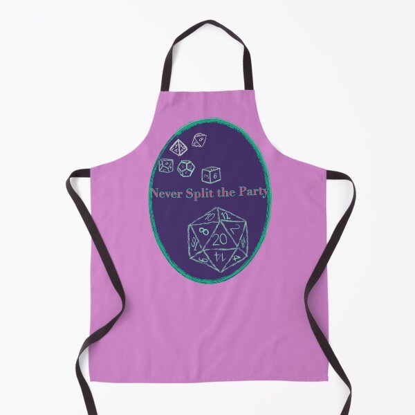 Item preview, Never Split the Party Pink and Green Text on Purple Badge - TTRPG designed and sold by jolabrese.