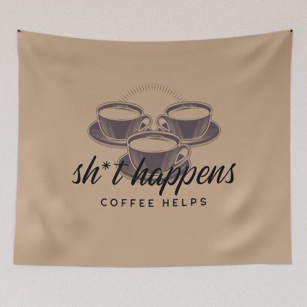 Item preview, Sh*t Happens Coffee Helps Retro Design designed and sold by WonderfullyDC.