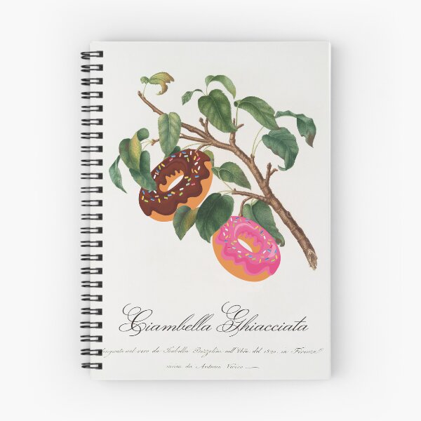 Item preview, "Ciambella Ghiacciata" - Donut Tree; classic botanical art from Pomona Italiana updated with chocolate and strawberry donuts designed and sold by Ofeefee.