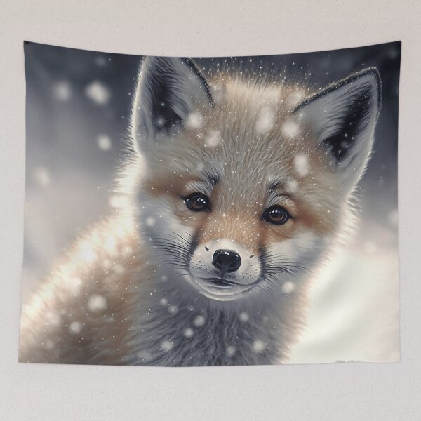 Item preview, Baby Fox in Snow designed and sold by GummywormDesign.