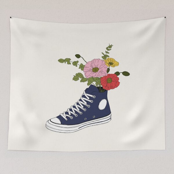 Item preview, Poppies in hi top sneaker illustration designed and sold by TheColourStudy.