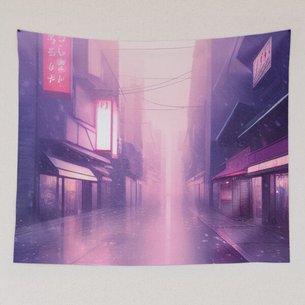 Item preview, Snowy Side street in Aomori Japan - Lofi Vibe designed and sold by DesignerKin.