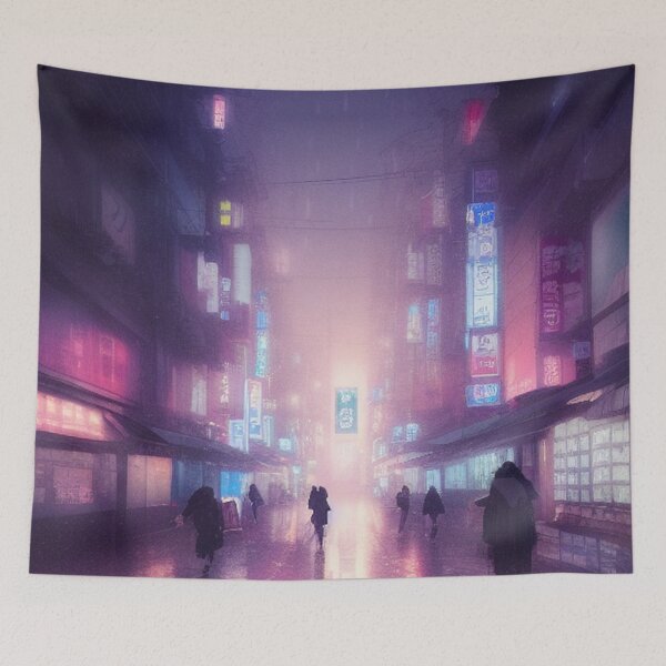 Item preview, Pouring Rain street in Saitama Japan - Lofi Vibe designed and sold by DesignerKin.