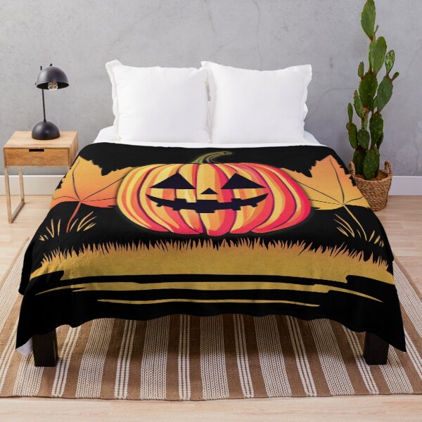 Item preview, Halloween Jack-O-Lantern with Autumn Leaves designed and sold by ComfyDays.