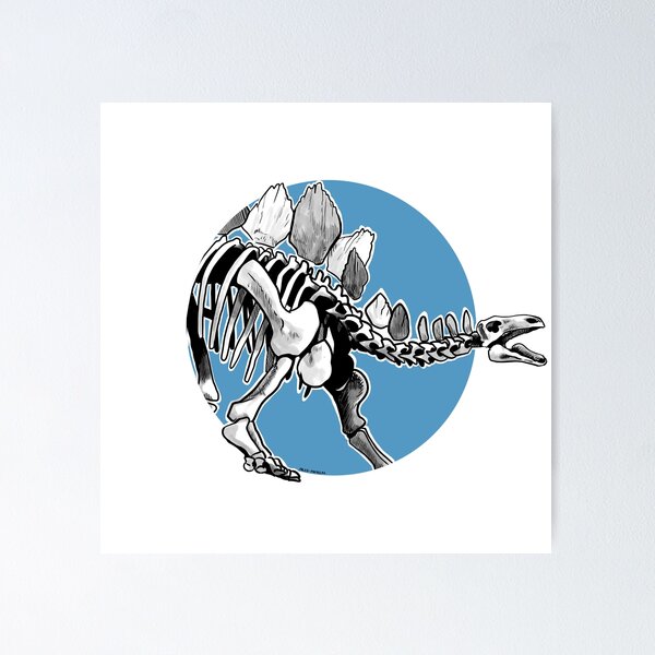 Item preview, Stegosaurus skeletal blue designed and sold by Paleo-parallax.