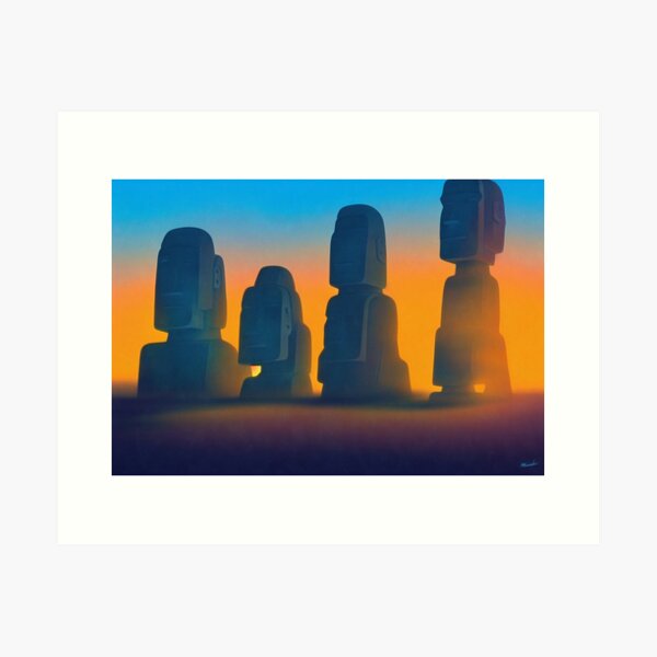 Moyai Moai Easter Island Head Emoji Art Board Print for Sale by