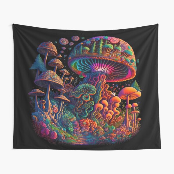 Psychedelic Wall Tapestry Psychedelic Art Tapestry Trippy Mushroom