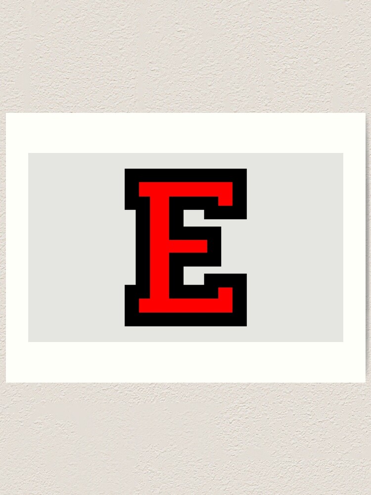 letter e black red character art print by theshirtshops redbubble