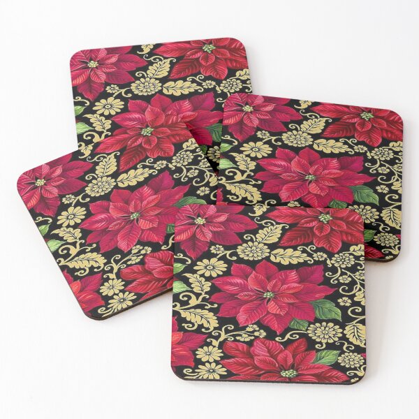 Item preview, CHRISTMAS FLORAL GOLD AND RED PATTERN designed and sold by CheeryDK.