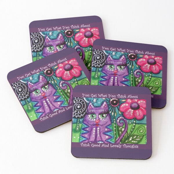 Item preview, Whimsical Cat 'You Get What You Think About' designed and sold by oceanlady65.