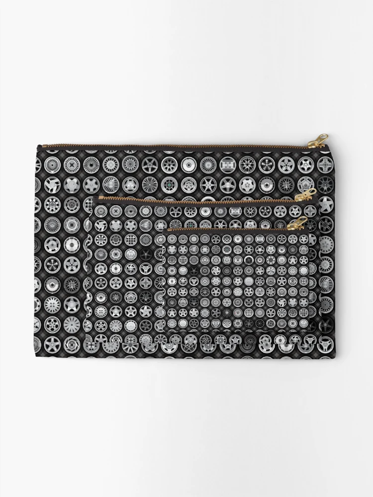 Thumbnail 2 of 4, Zipper Pouch, Wheel Pattern Gray designed and sold by Monkey Crisis On Mars.