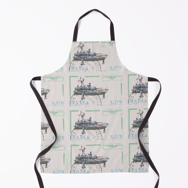 Item preview, Boat illustration italian post stamps collage designed and sold by KMA Home Design.