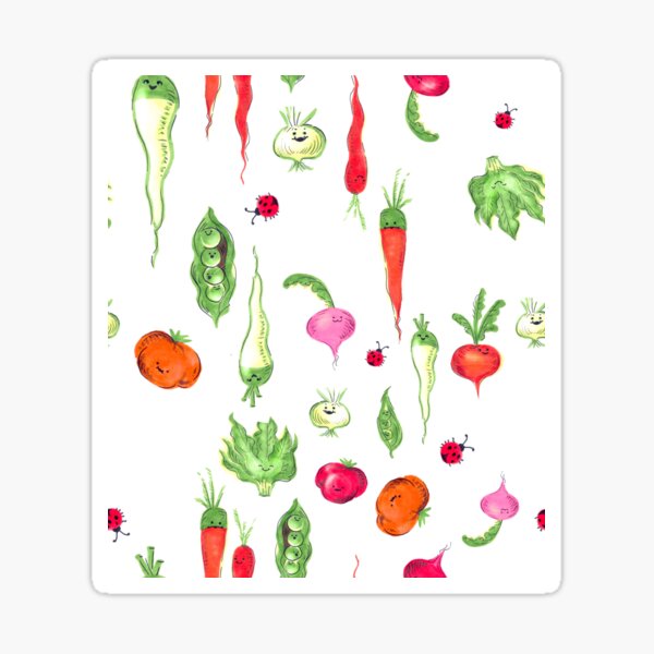 Kawaii Vegetable Garden Print Sticker