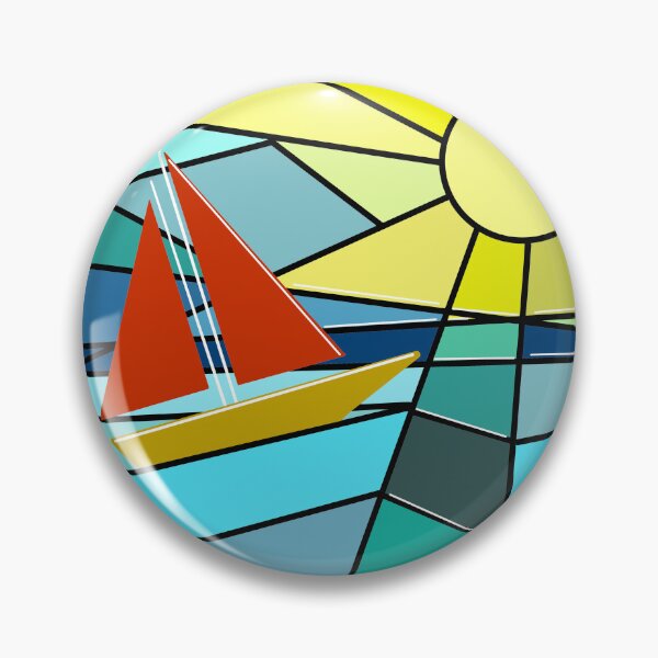 Item preview, Geometric colorful pattern - boat on the sea designed and sold by AlinaSCorner.