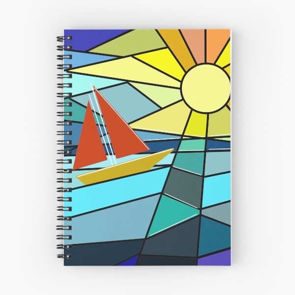 Item preview, Geometric colorful pattern - boat on the sea designed and sold by AlinaSCorner.
