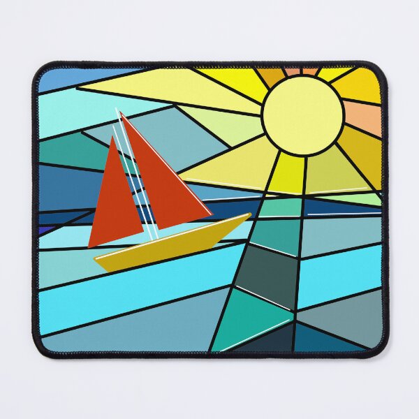 Item preview, Geometric colorful pattern - boat on the sea designed and sold by AlinaSCorner.