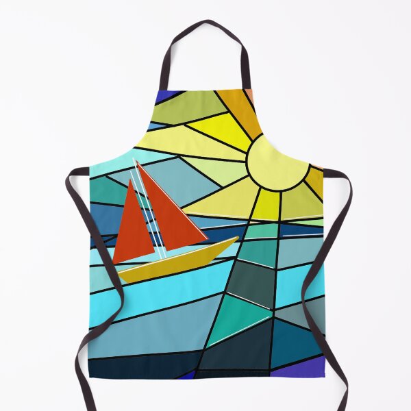Item preview, Geometric colorful pattern - boat on the sea designed and sold by AlinaSCorner.