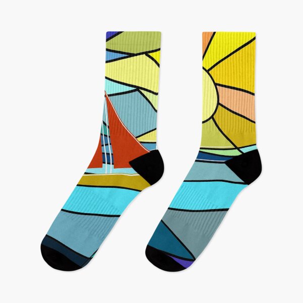 Item preview, Geometric colorful pattern - boat on the sea designed and sold by AlinaSCorner.
