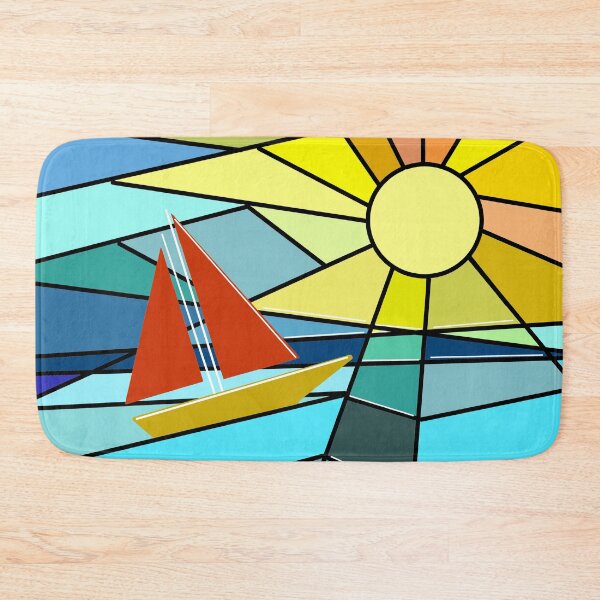 Item preview, Geometric colorful pattern - boat on the sea designed and sold by AlinaSCorner.
