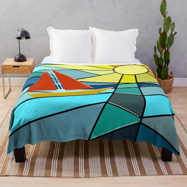 Item preview, Geometric colorful pattern - boat on the sea designed and sold by AlinaSCorner.
