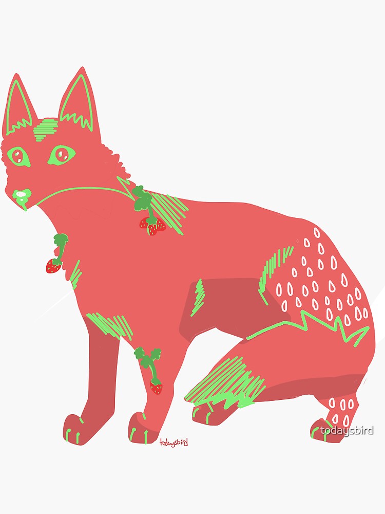 "strawberry wolf" Sticker for Sale by todaysbird Redbubble