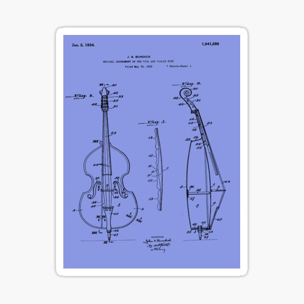 1934 Violin Art Invented by J.S Burdick." for Sale by VintageArtRepro Redbubble