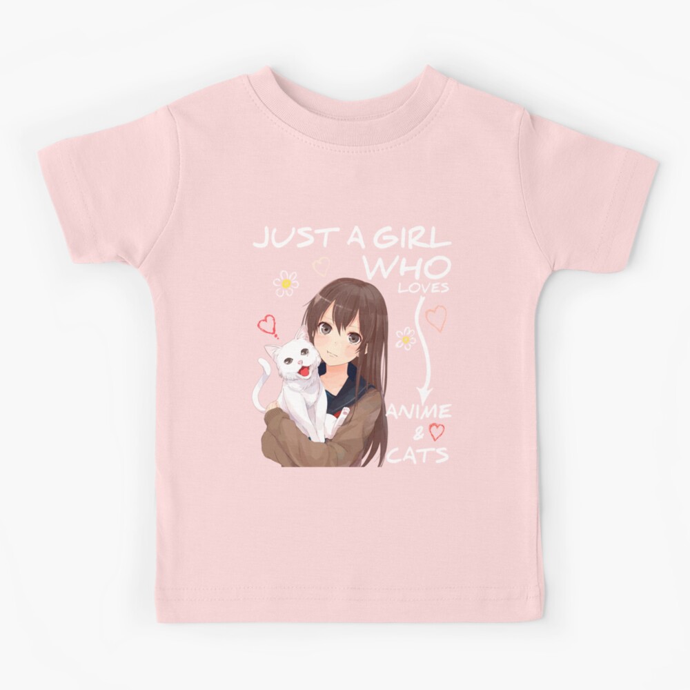 Just A Girl Who Loves Anime & Cats Cute Gifts Teenager Girls T