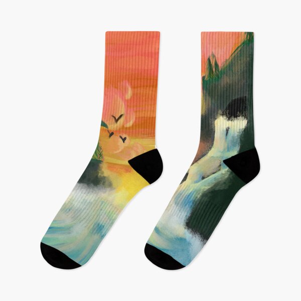 Item preview, Sunset at a Mountain side designed and sold by EdenDrawsArt.