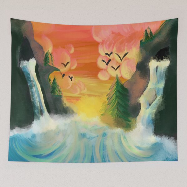 Item preview, Sunset at a Mountain side designed and sold by EdenDrawsArt.