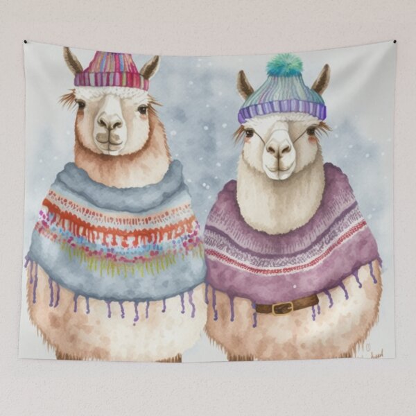 Item preview, Llamas in sweaters and hats designed and sold by BexStix.