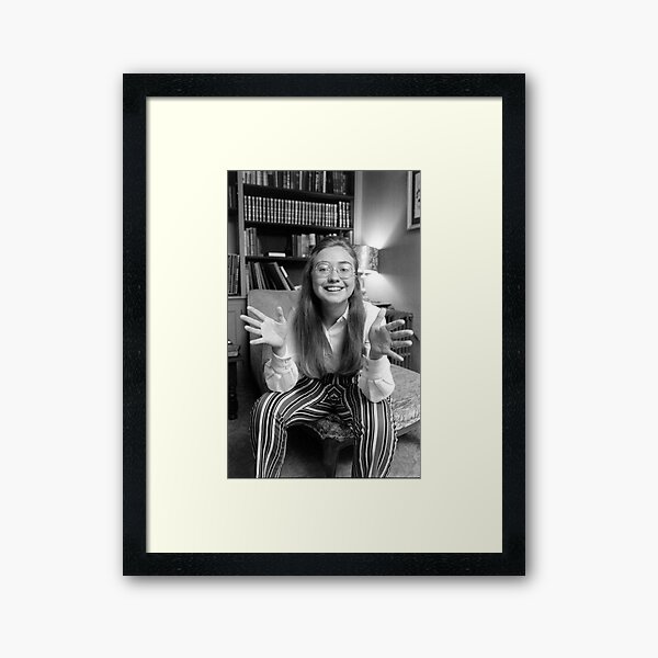 Young Hillary Clinton Black and White Print Framed Art Print